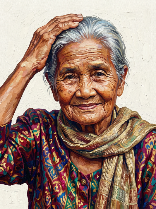 Joyful Grandmother Portrait (120 Colors)