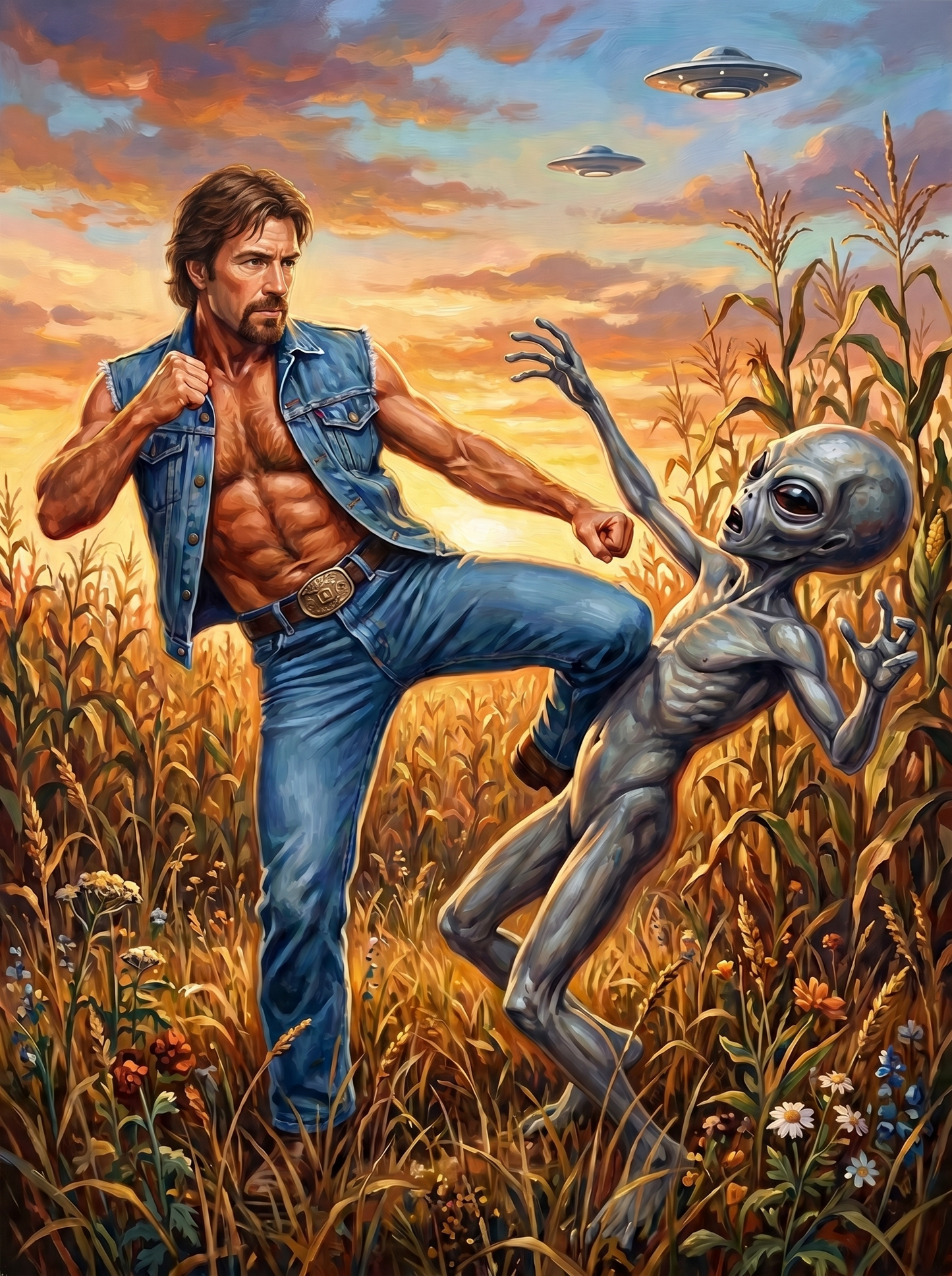 Man Kicking Alien (120 Colors)