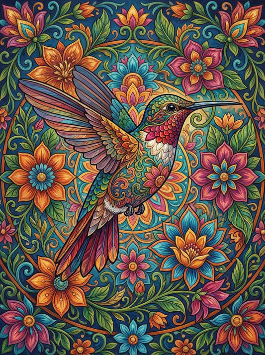 Hummingbird Blossom Mandala (80 Colors)