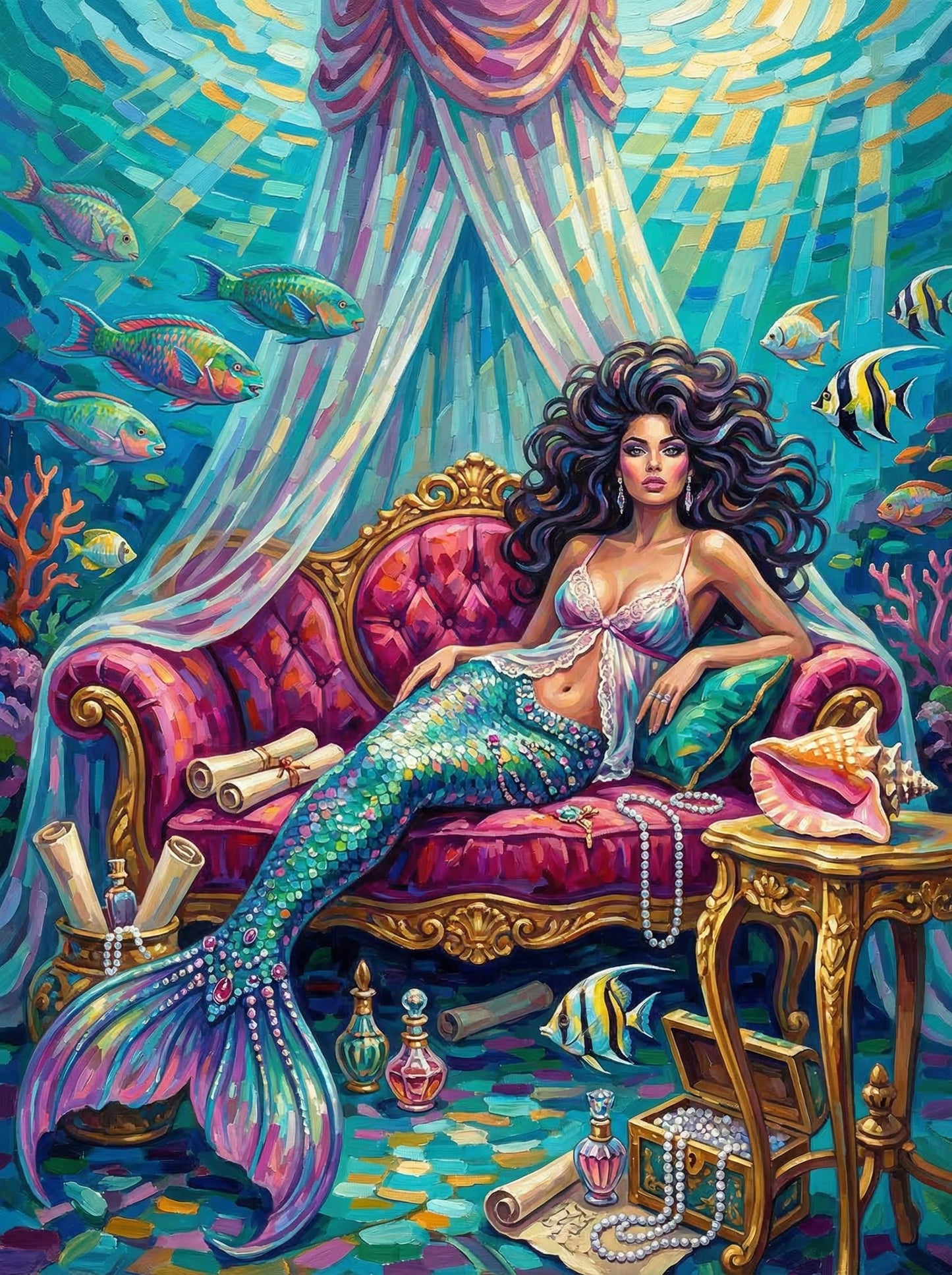 Mermaid On Luxe Throne (80 Colors)
