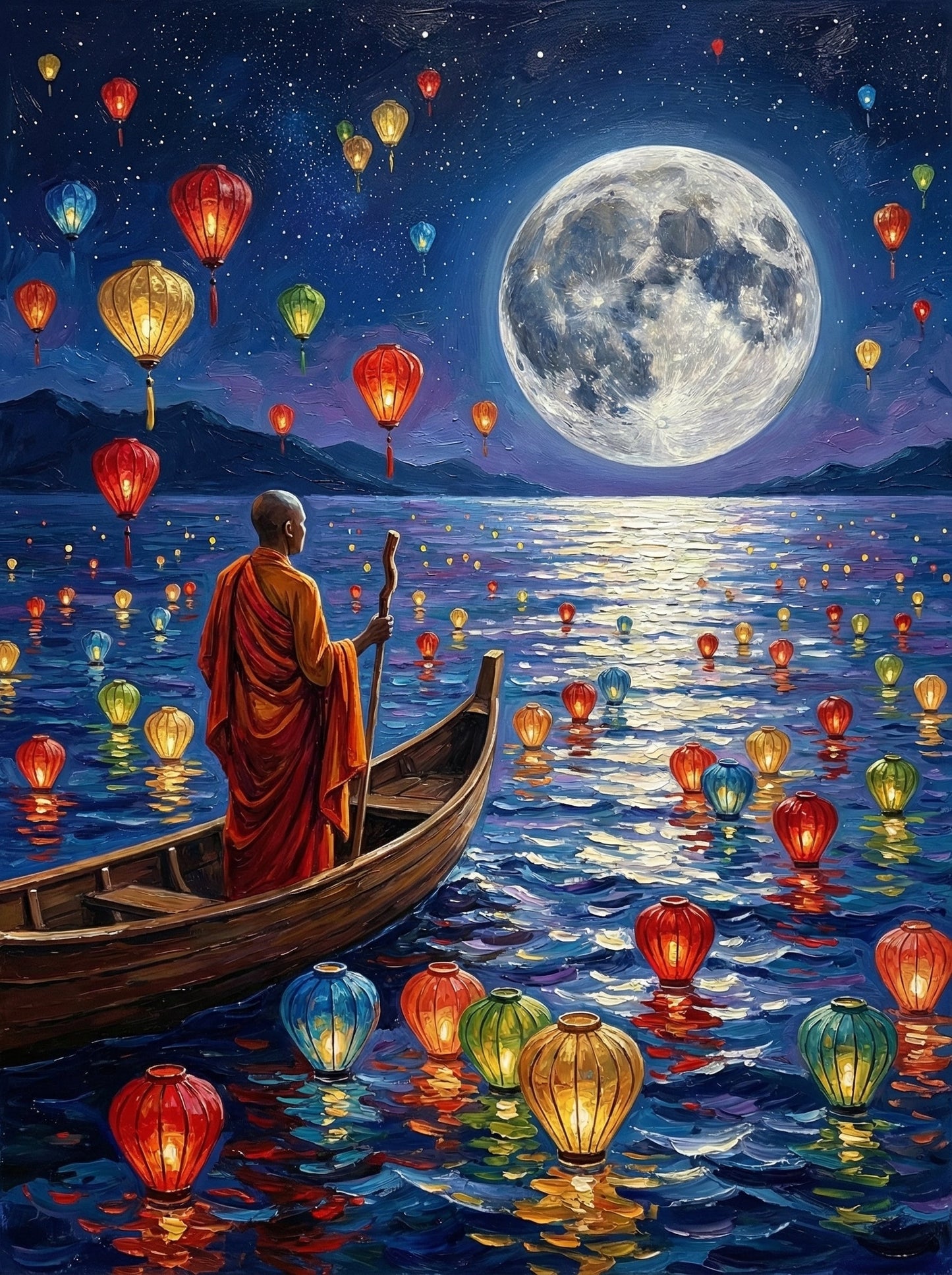 Monk And Lantern Balloon Sky (80 Colors)