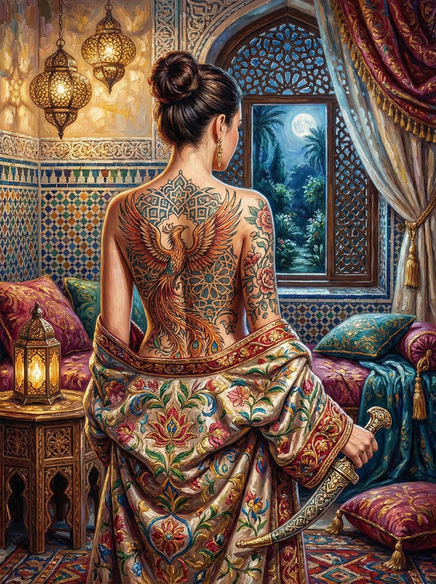 Moroccan Phoenix Tattoo Woman (80 Colors)