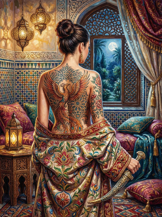 Moroccan Phoenix Tattoo Woman (80 Colors)