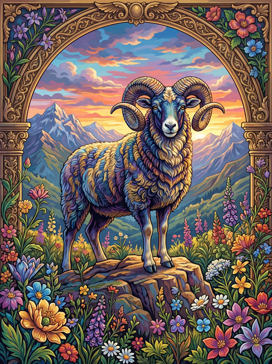 Mountain Ram Portrait (80 Colors)