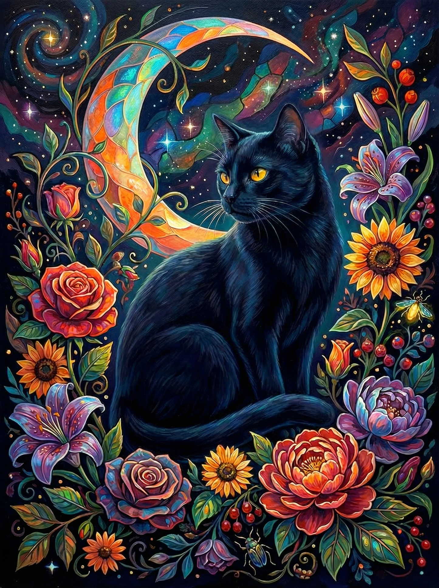 Mystical Black Cat Moon (80 Colors)