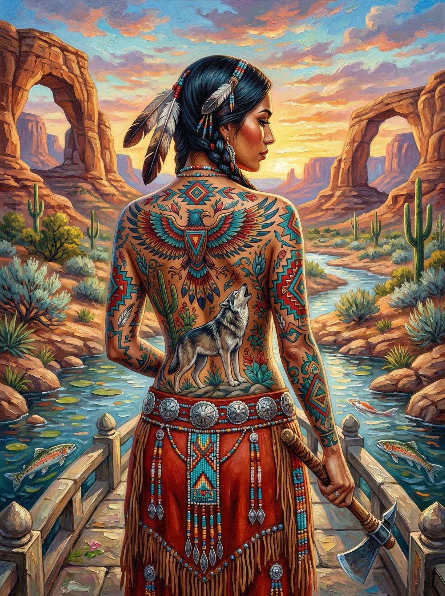 Native Eagle Tattoo Desert (80 Colors)