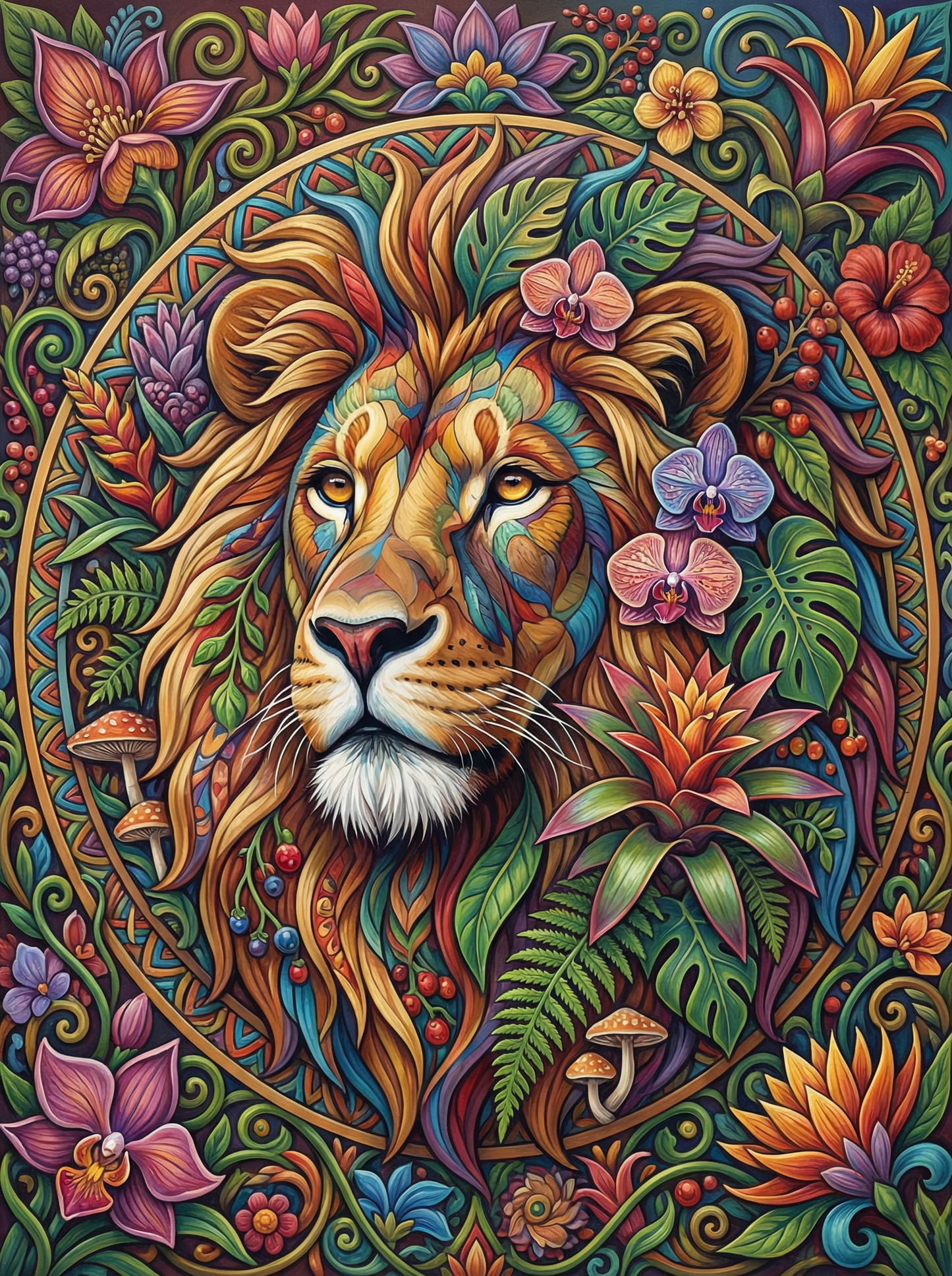 Ornate Lion Jungle (80 Colors)