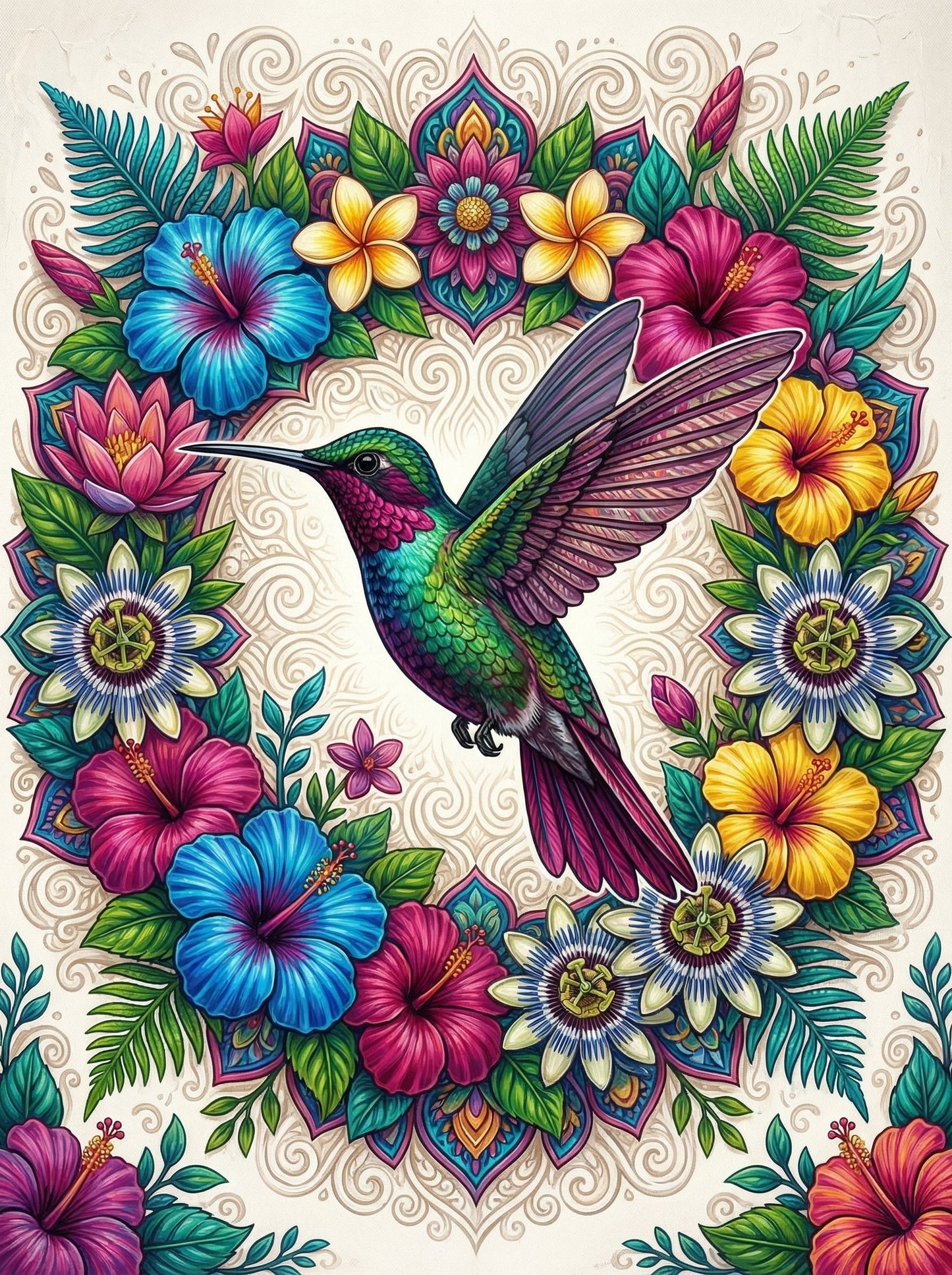 Ornate Hummingbird Florals (80 Colors)