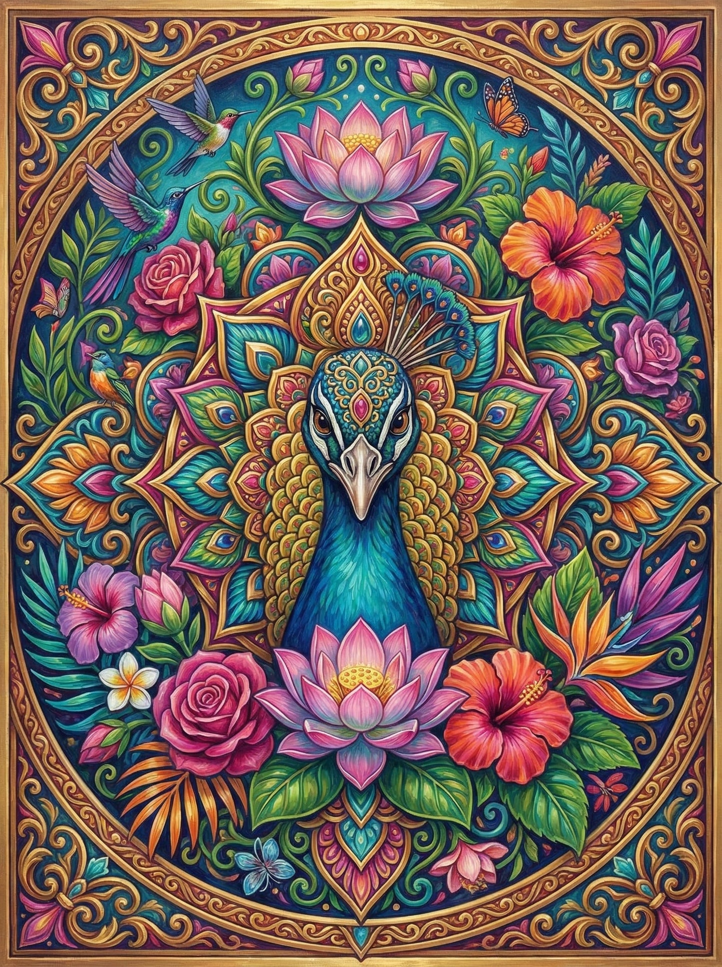 Ornate Peacock Mandala (120 Colors)