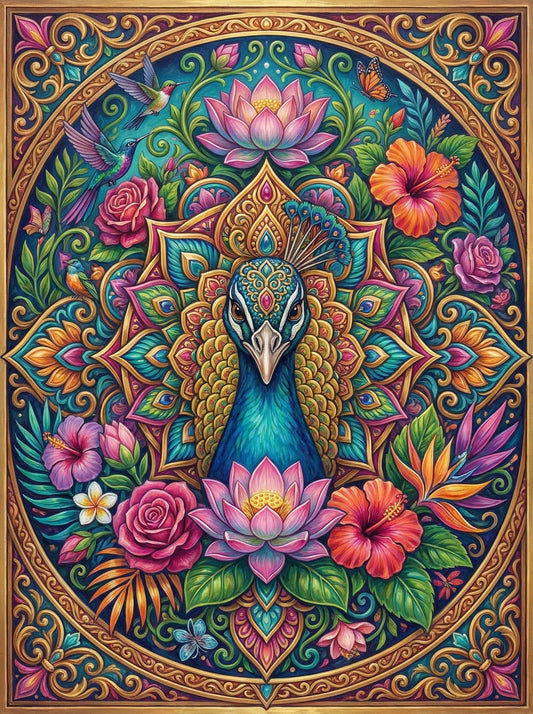 Ornate Peacock Mandala (80 Colors)