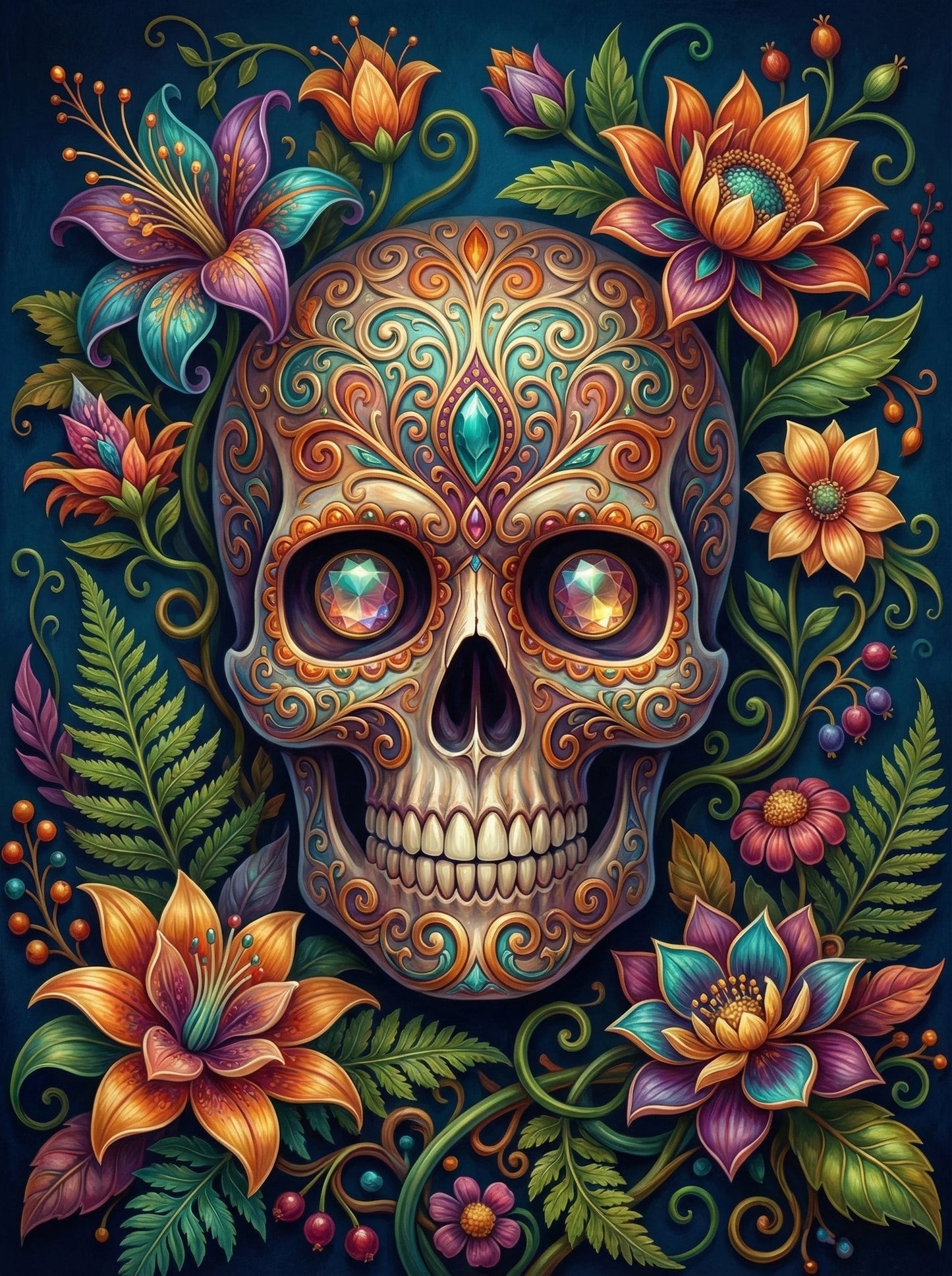 Ornate Skull Flowers (80 Colors)