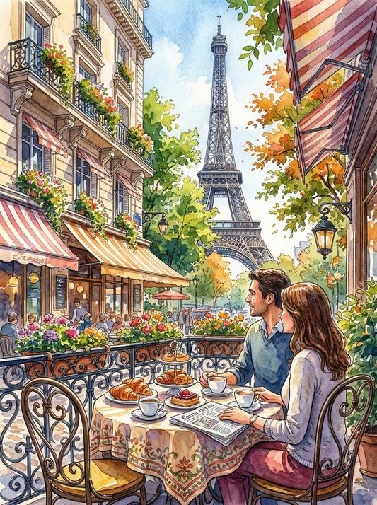 Parisian Cafe Eiffel Tower (80 Colors)