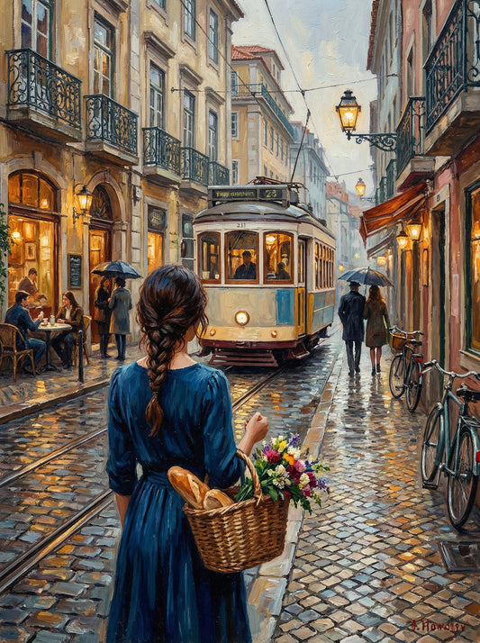 Parisian Street With Trolley (80 Colors)