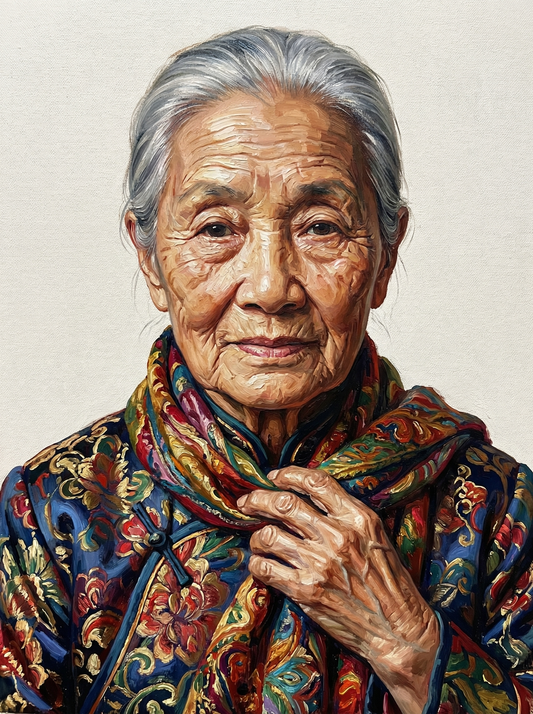 Peaceful Older Woman Smile (120 Colors)