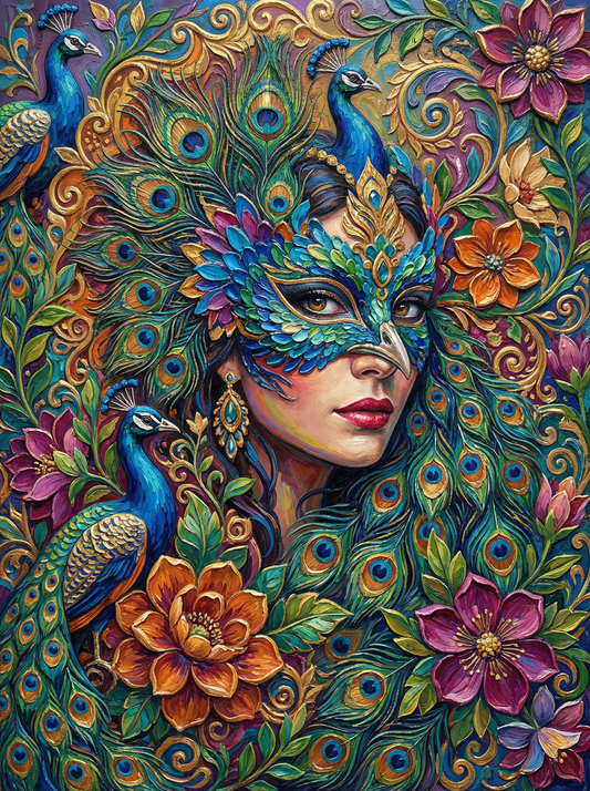 Peacock Mask Woman (80 Colors)