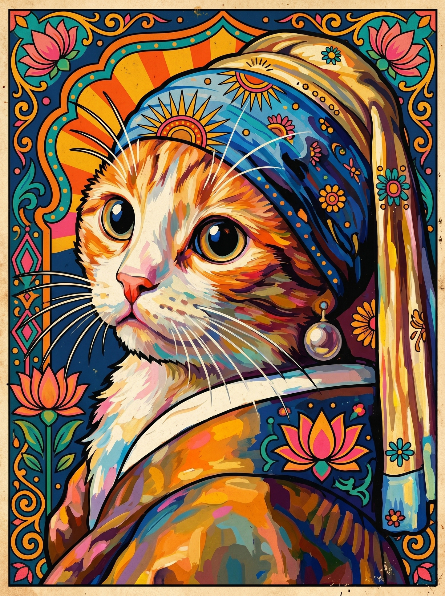 Pearl Earring Cat (80 Colors)