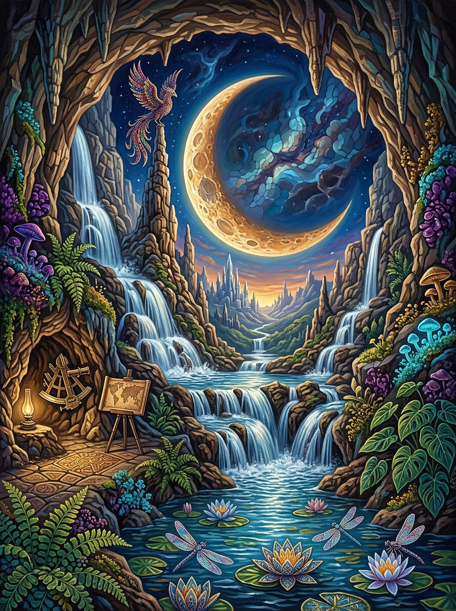 Phoenix Cave Waterfall Moonlight (80 Colors)