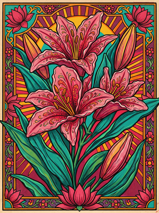Pink Lily Blooms (120 Colors)