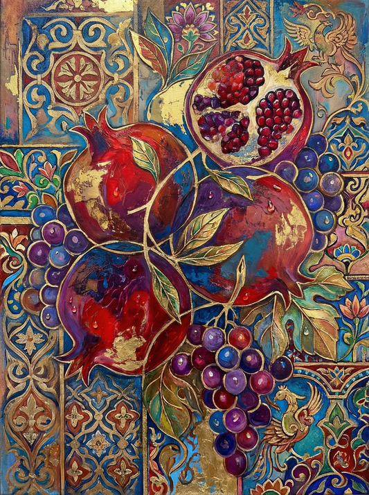 Pomegranate Grape Still Life (120 Colors)