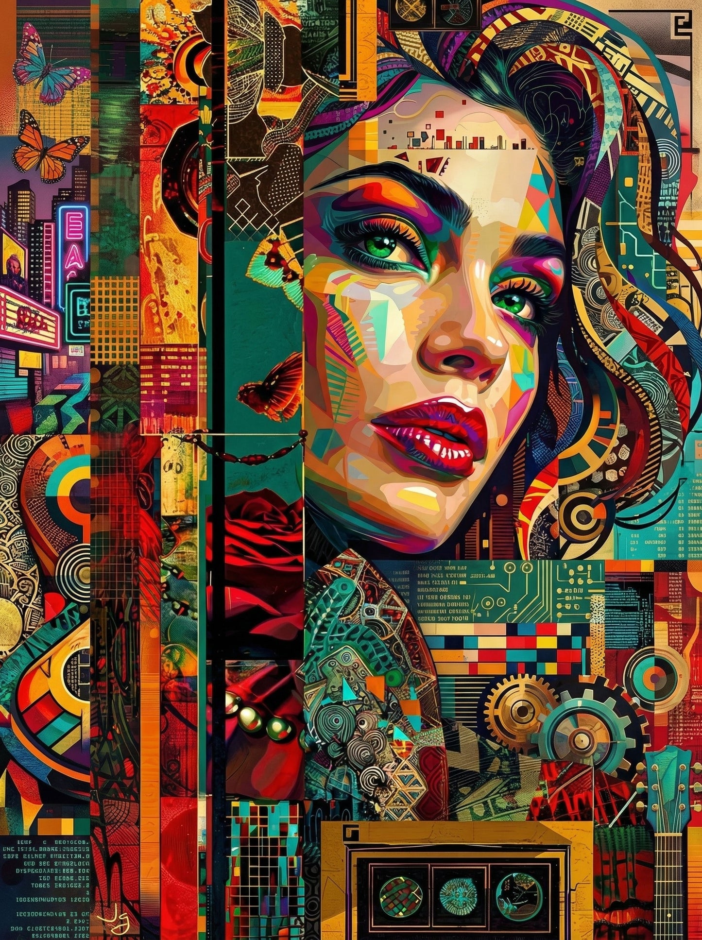 Pop Art Woman Geometric City (120 Colors)