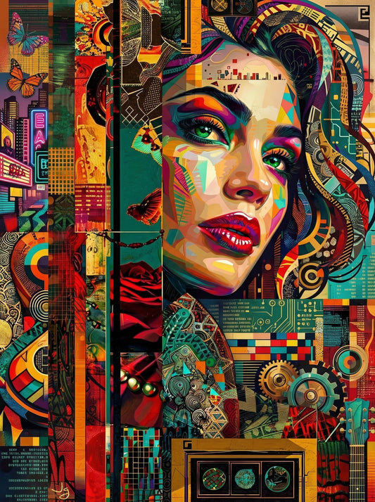 Pop Art Woman Geometric City (120 Colors)