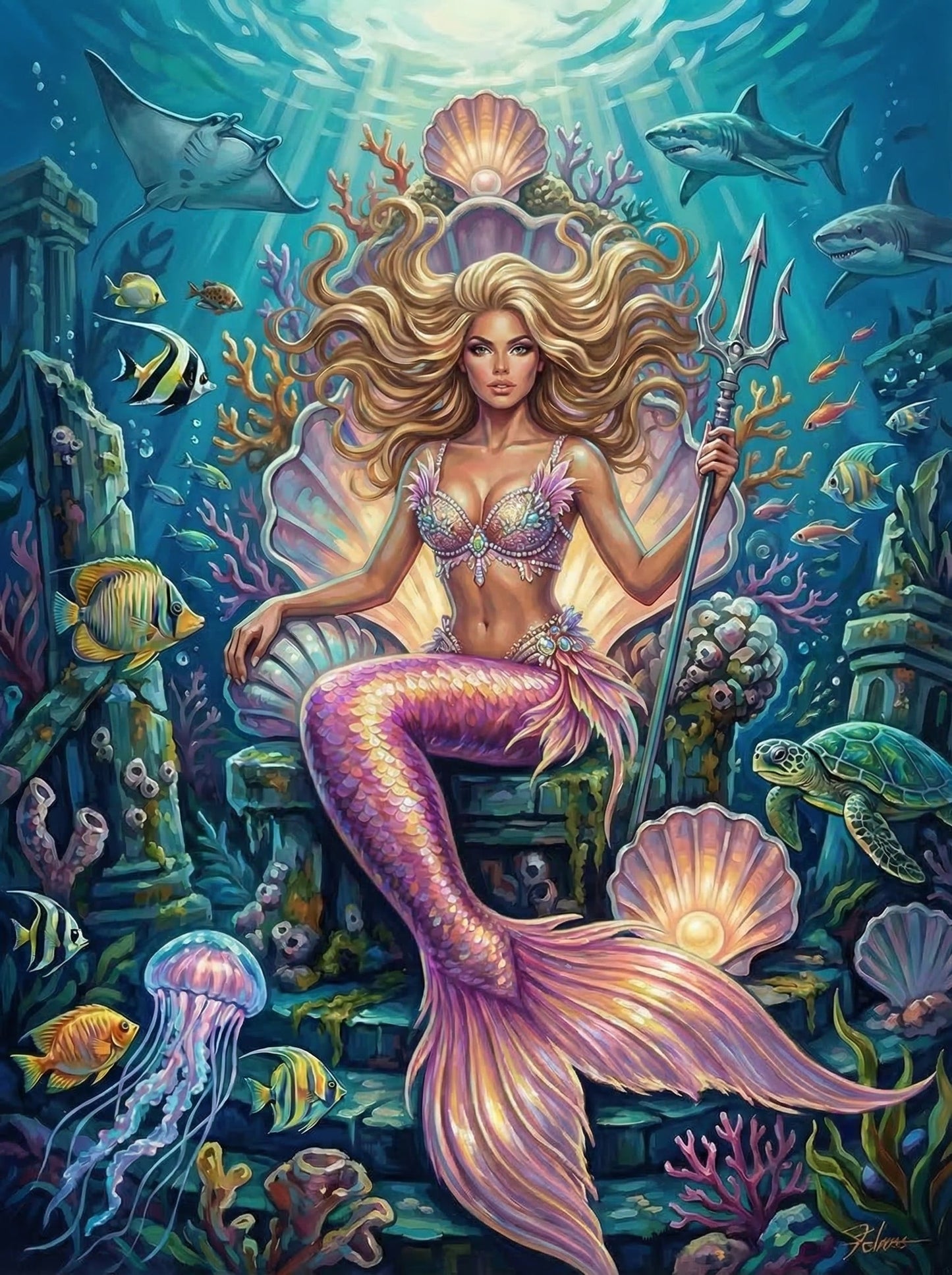 Radiant Mermaid With Shell Crown (120 Colors)