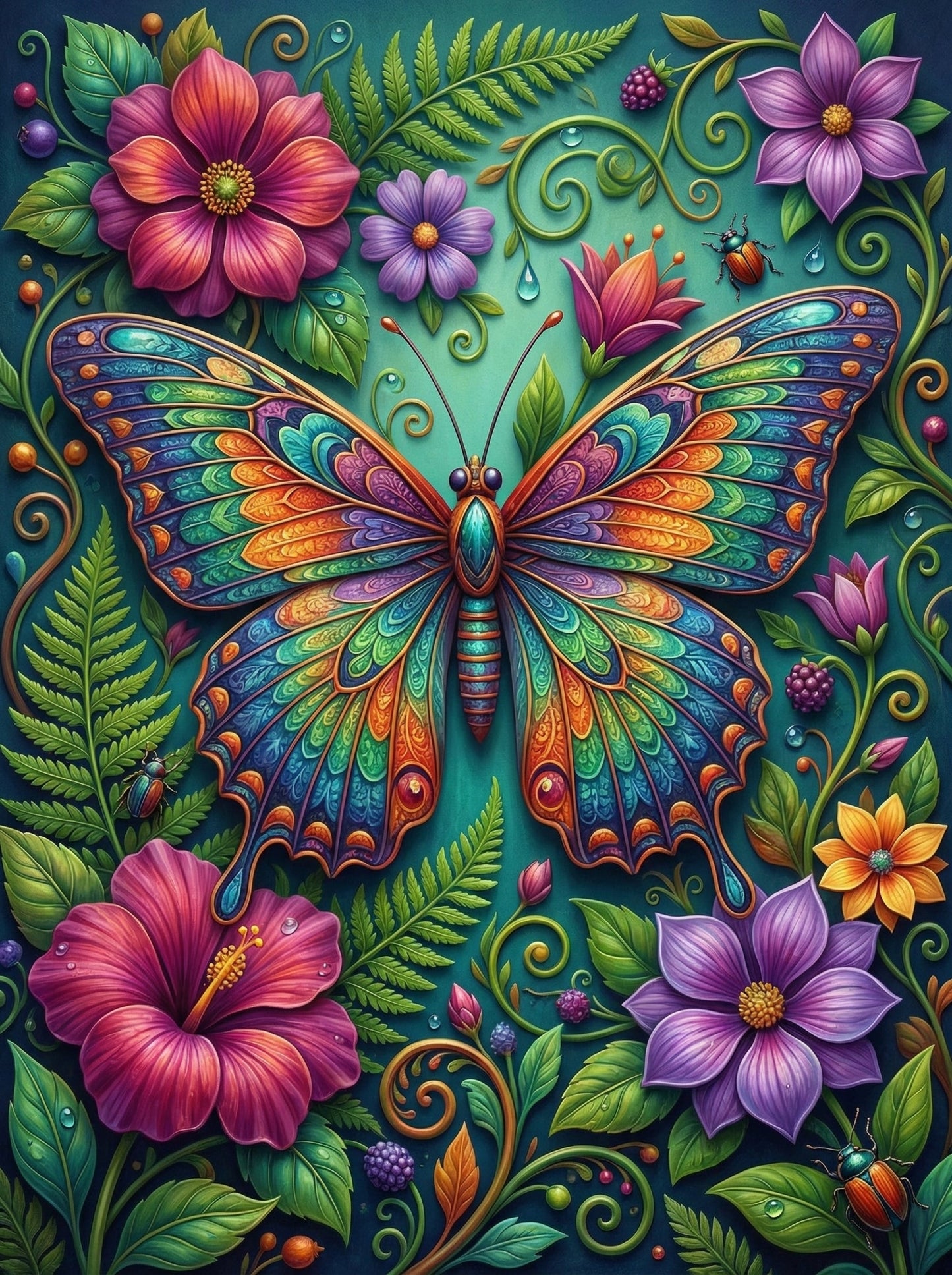 Rainbow Butterfly Floral (120 Colors)