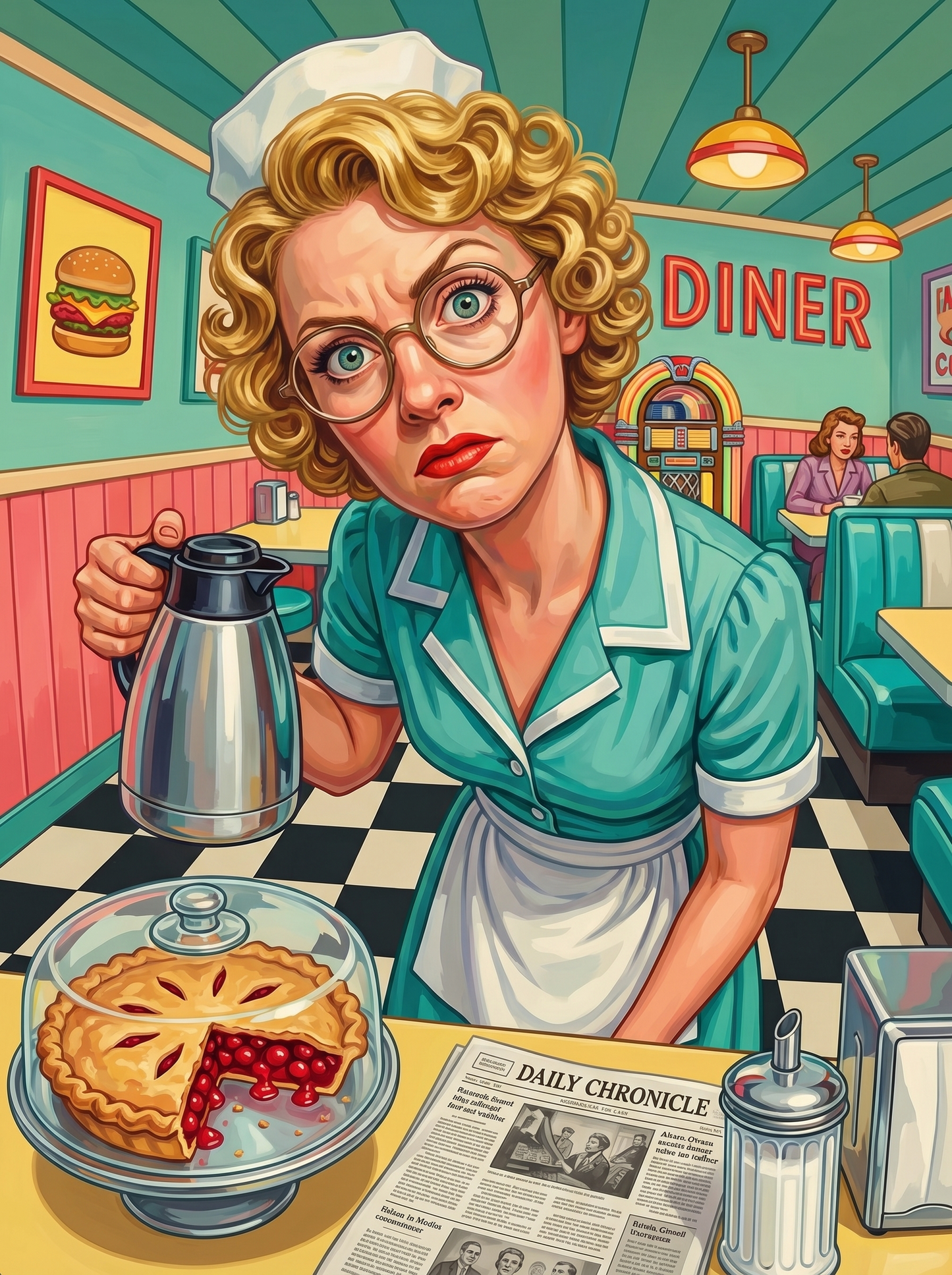 Retro Diner Waitress (80 Colors)
