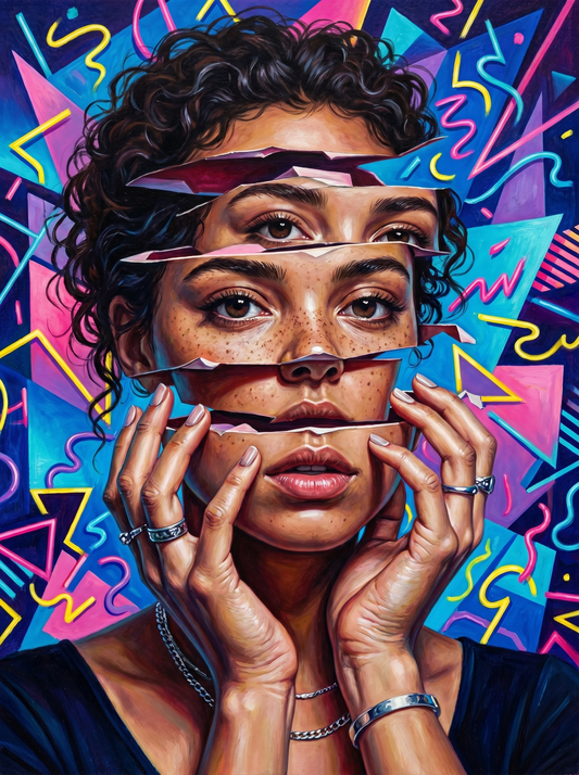 Retro Neon Woman Face (120 Colors)