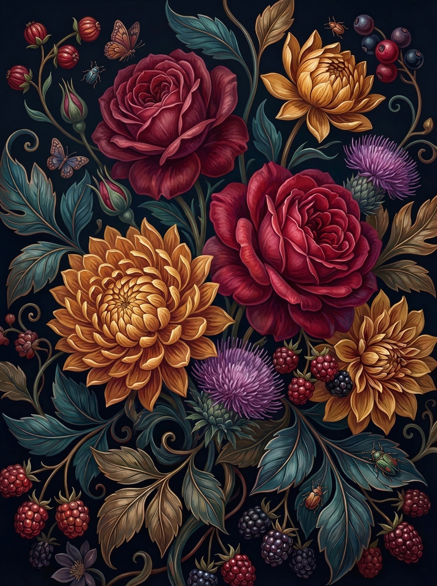 Roses And Berries Garden (120 Colors)
