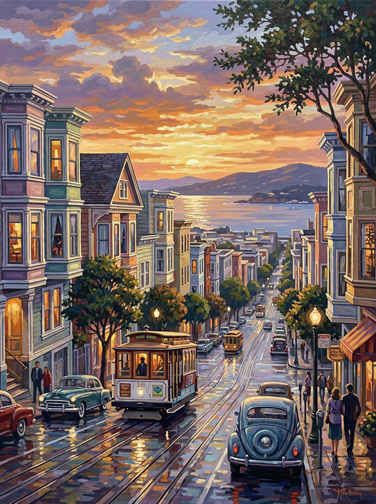 San Francisco Cable Car Sunset (120 Colors)