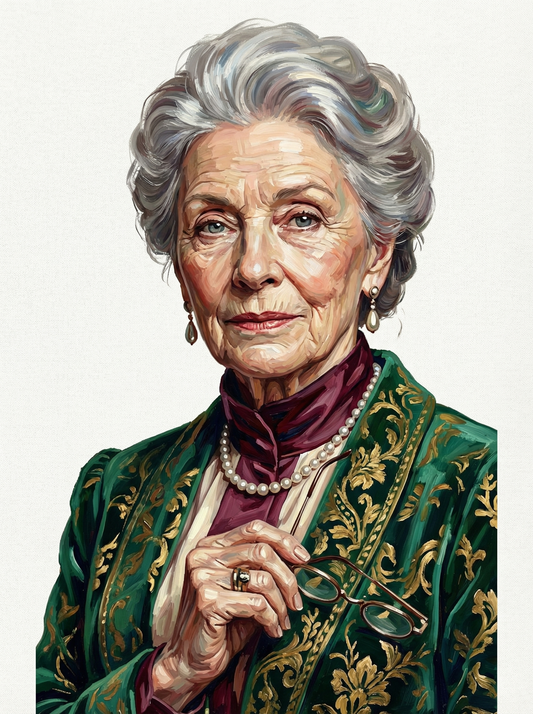 Serene Elderly Woman With Book (120 Colors)