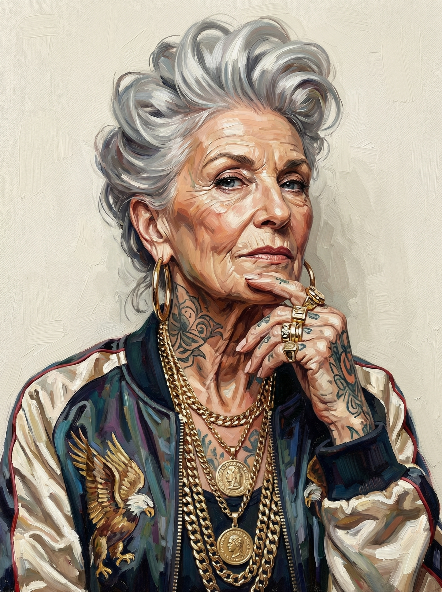 Silver Haired Rebel Woman (80 Colors)