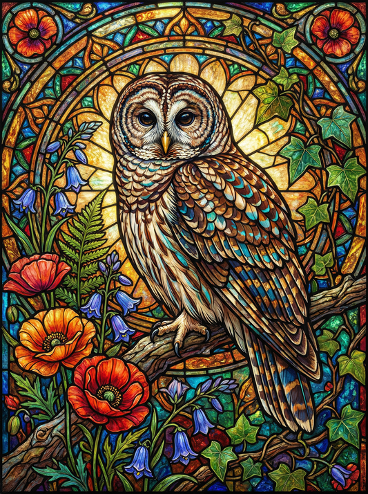 Stained Glass Barn Owl (80 Colors)
