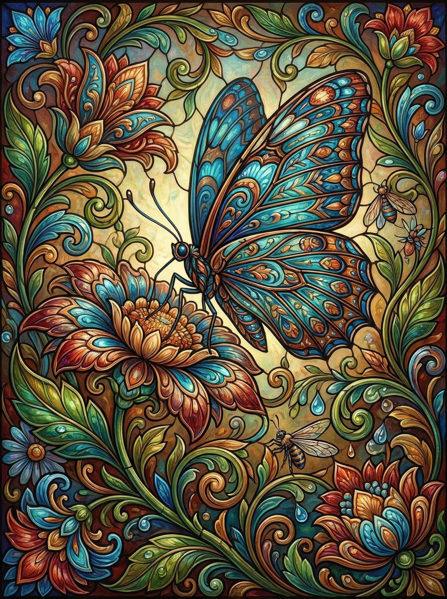 Stained Glass Butterfly Florals (80 Colors)