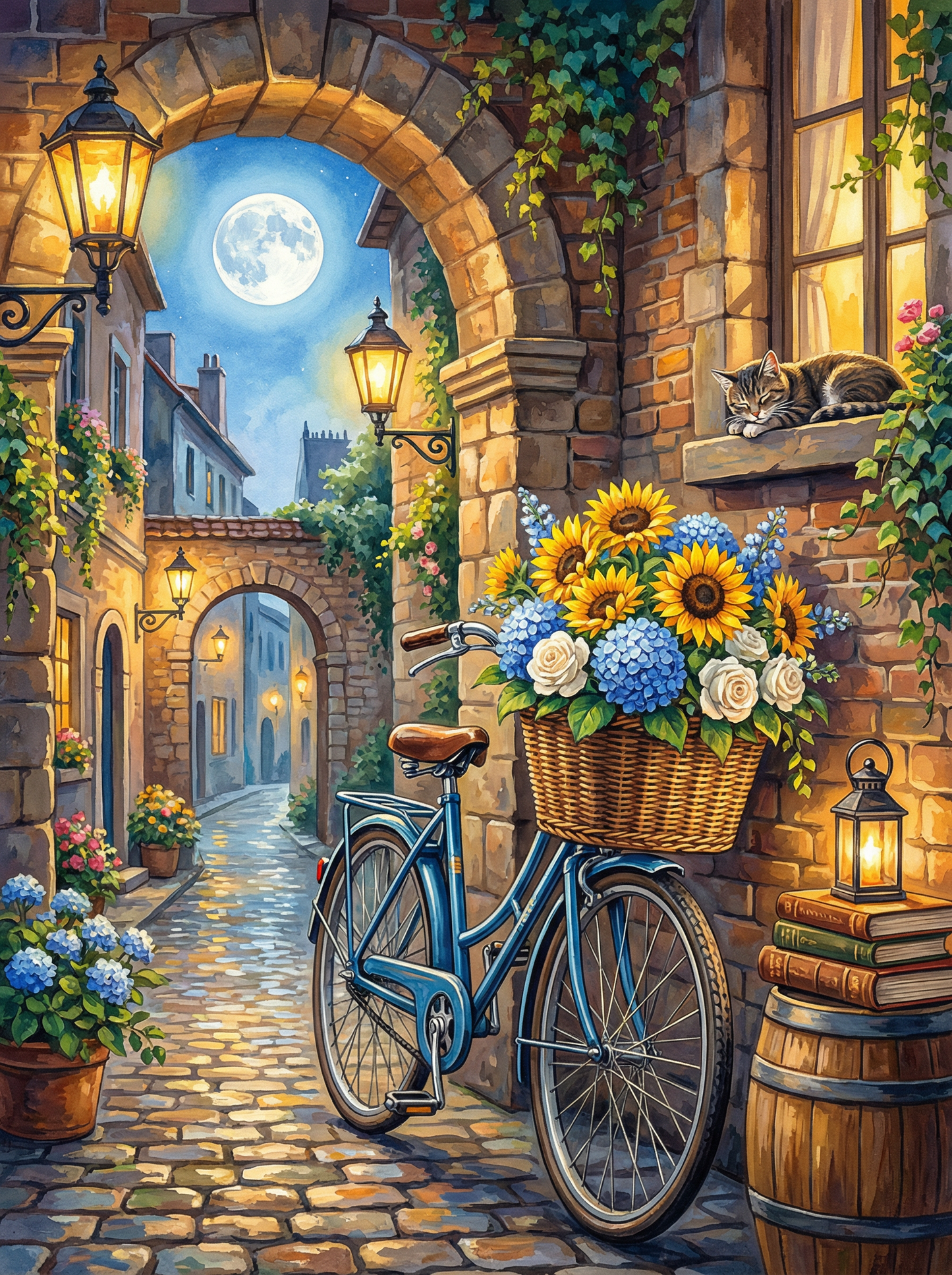 Moonlit Bicycle Alley (80 Colors)