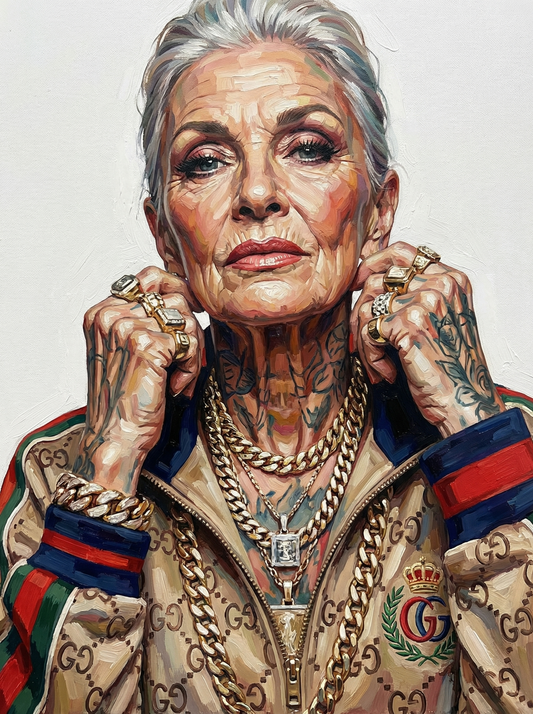 Tattooed Grandmother Portrait (80 Colors)