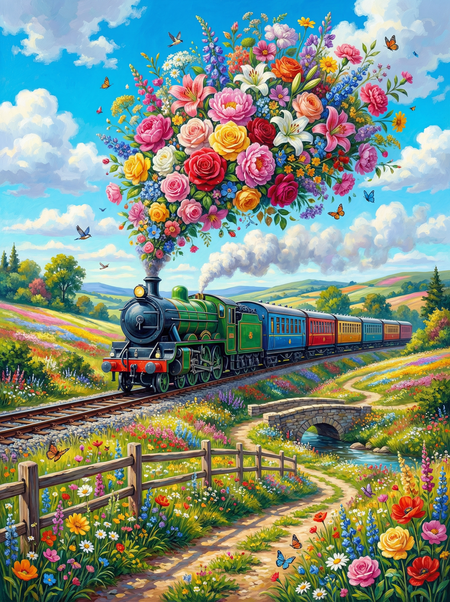Train Flower Sky Journey (80 Colors)