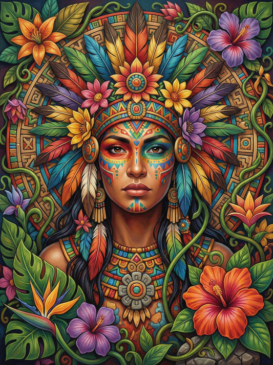 Aztec Woman Feathered Crown (80 Colors)