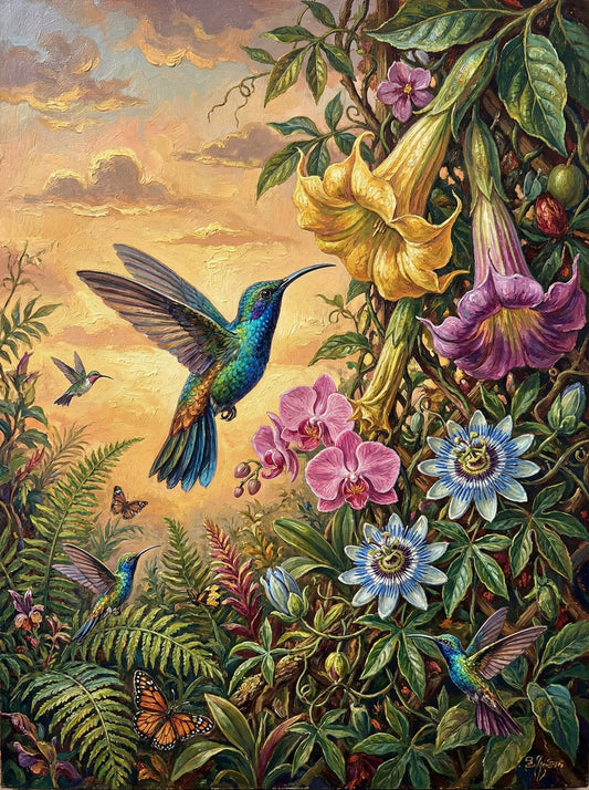 Tropical Hummingbird Sunset (80 Colors)