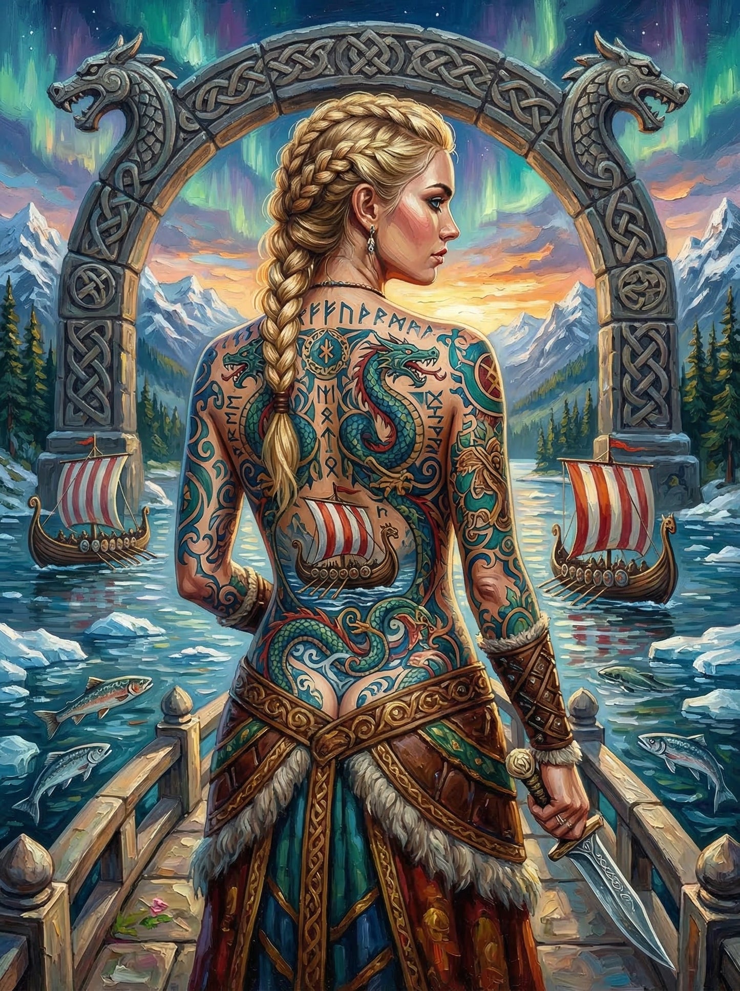 Viking Dragon Tattoo Woman (80 Colors)