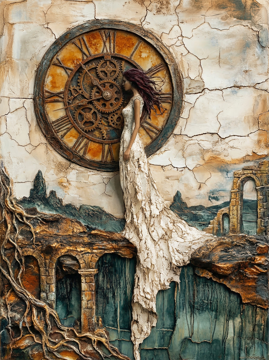 Vintage Clock Ruin Woman (80 Colors)