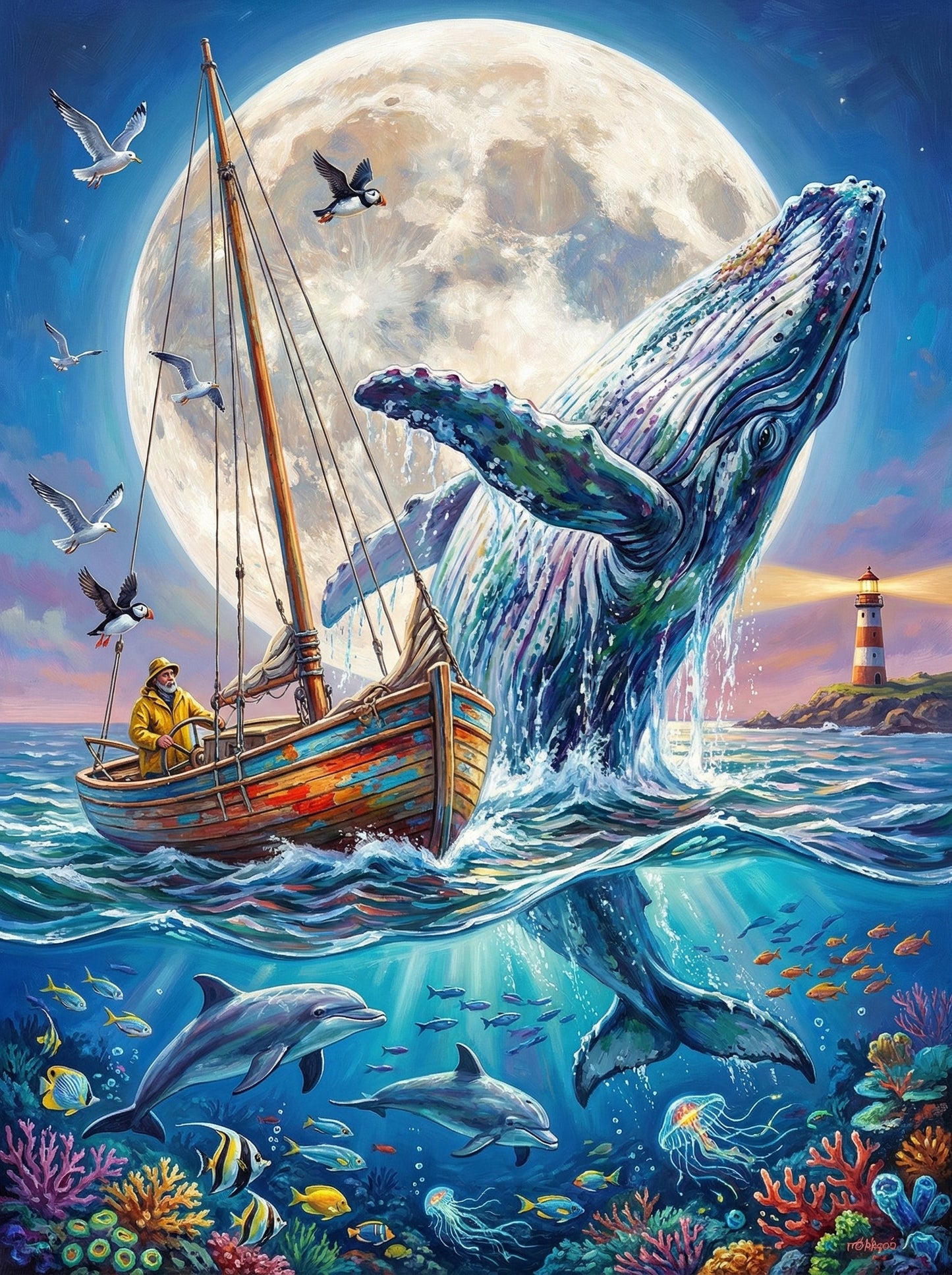 Whale Sailing Moonlight (120 Colors)