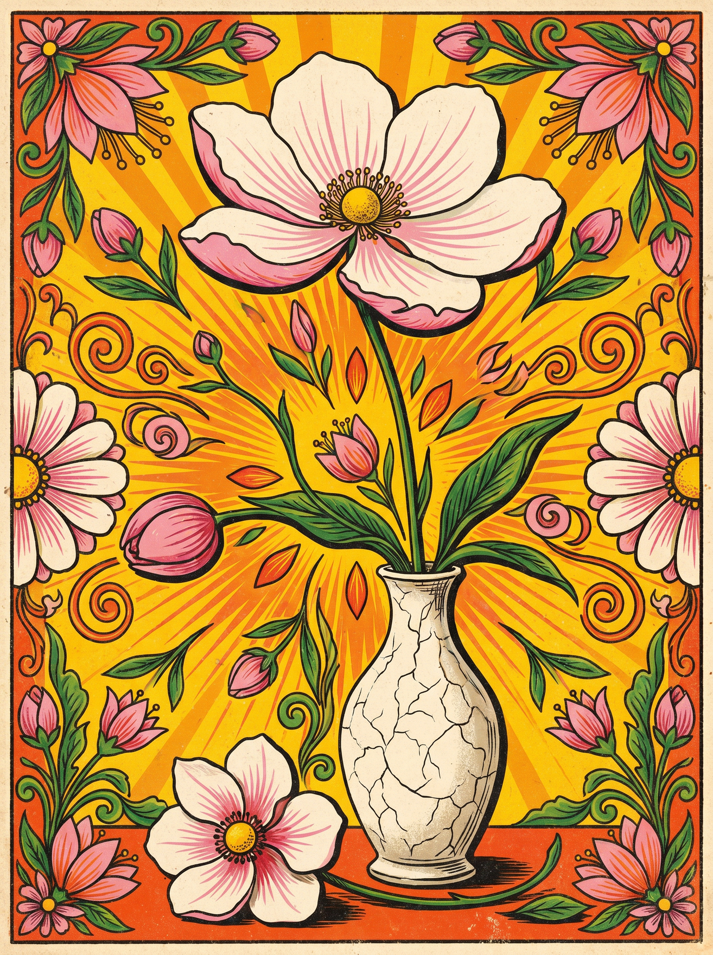 White Blossom Vase (120 Colors)