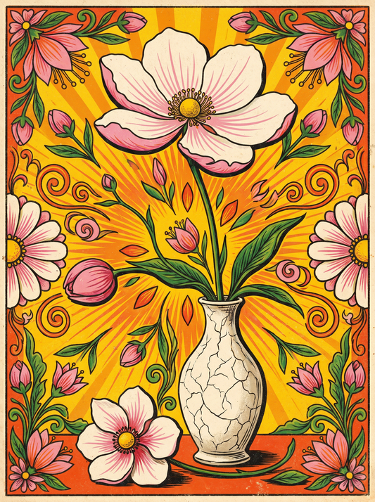 White Blossom Vase (120 Colors)