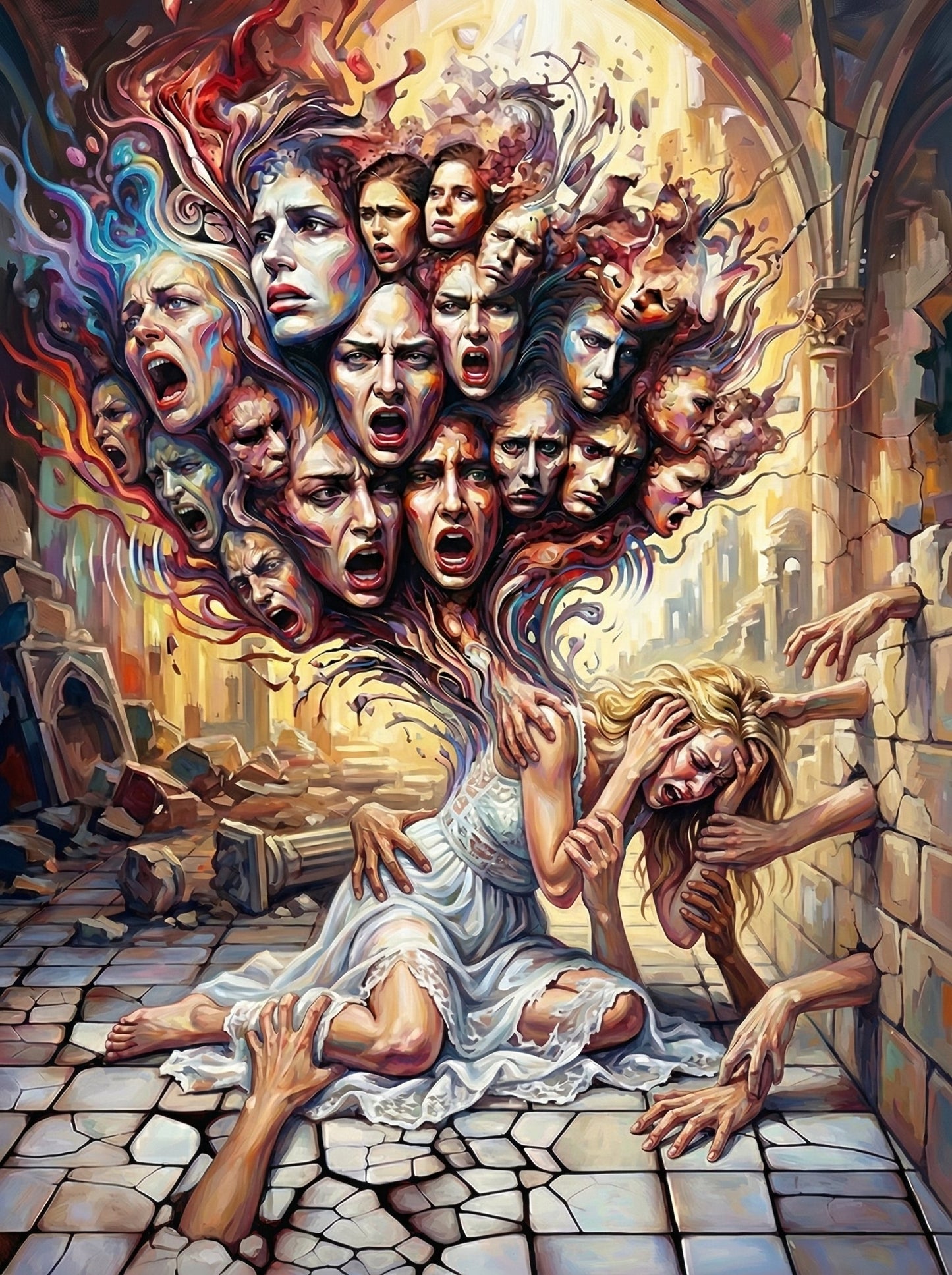 Woman Many Faces Agony (120 Colors)