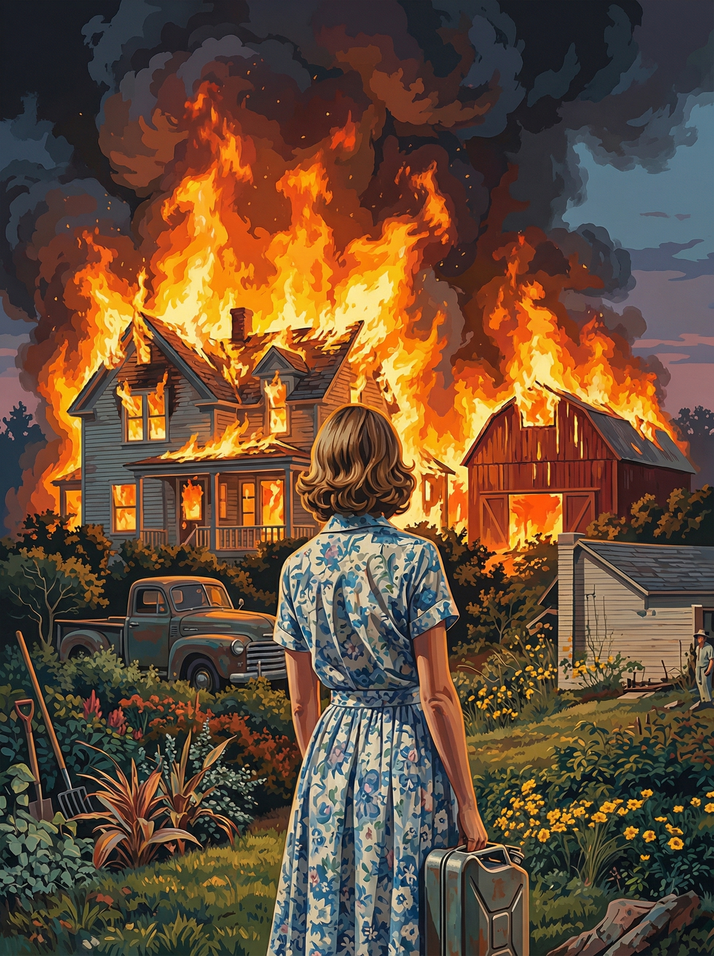 Woman Watching House Fire (120 Colors)