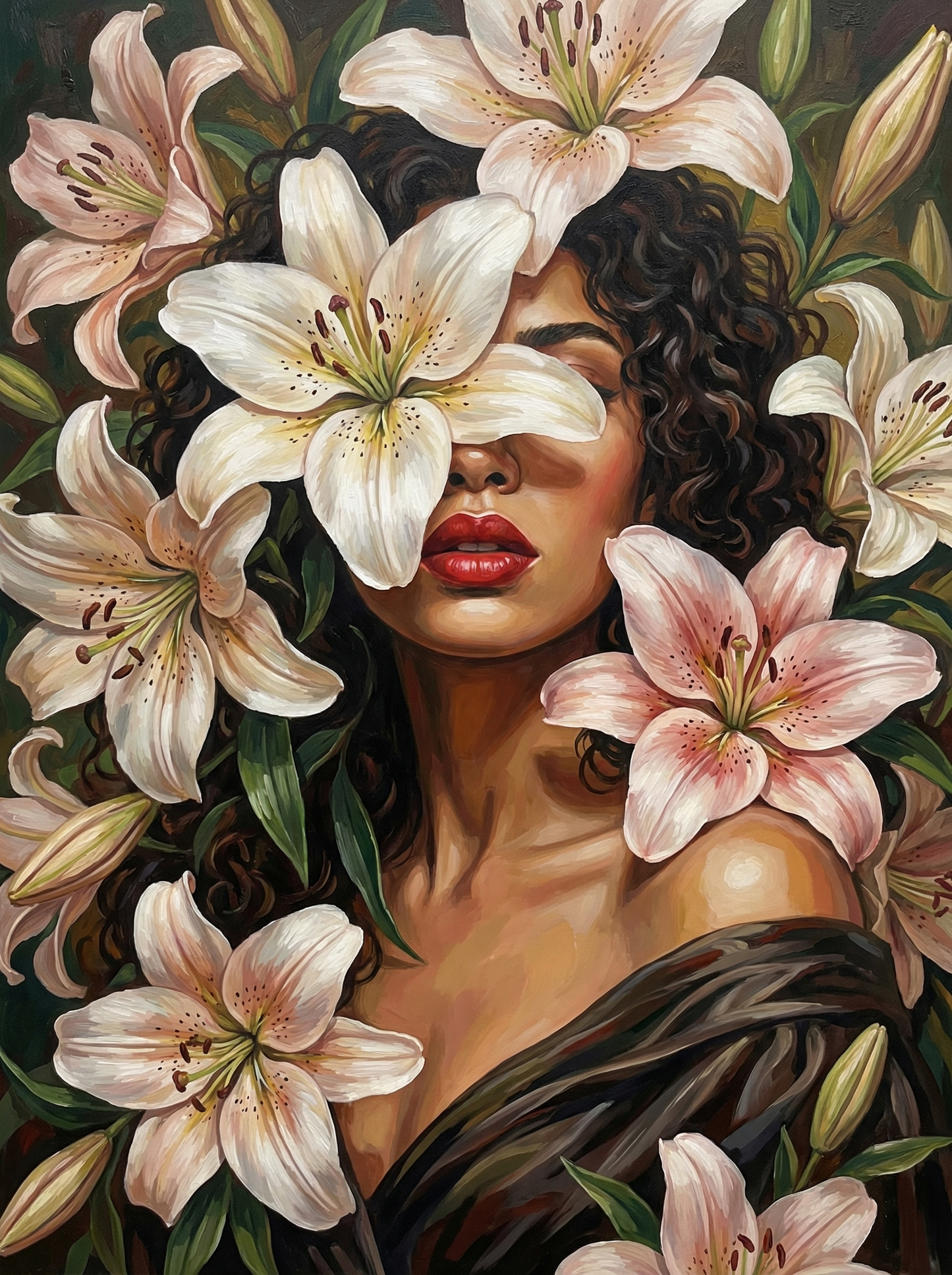 Woman With Cream Orchids (120 Colors)