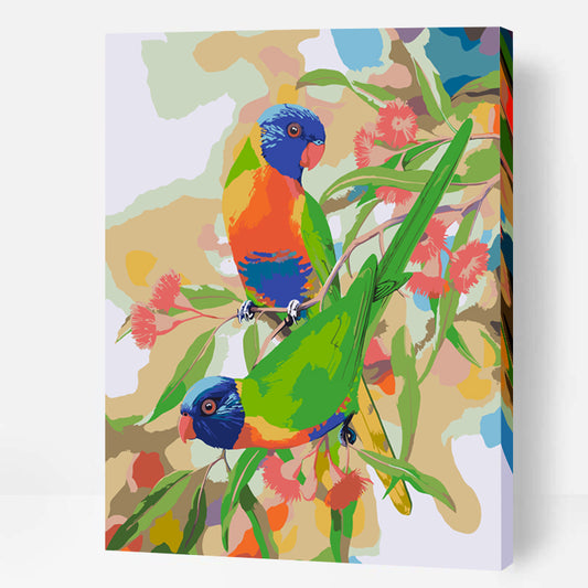 Rainbow Lorikeets & Gum