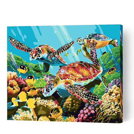 Coral Turtles - Paint By Numbers Cities